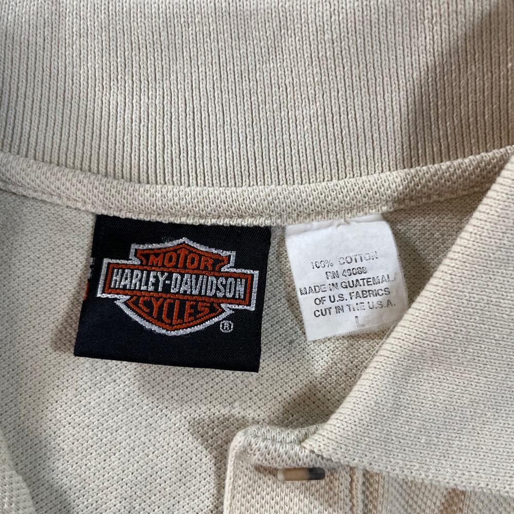 VTG Harley Davidson Sleeveless Polo Shirt Tan Shenandoah Virginia Women L Cotton - Picture 3 of 8